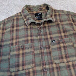 Quicksilver Flannel Shirt Mens Medium Green Plaid Outdoor Grunge Surf Skater Y2K